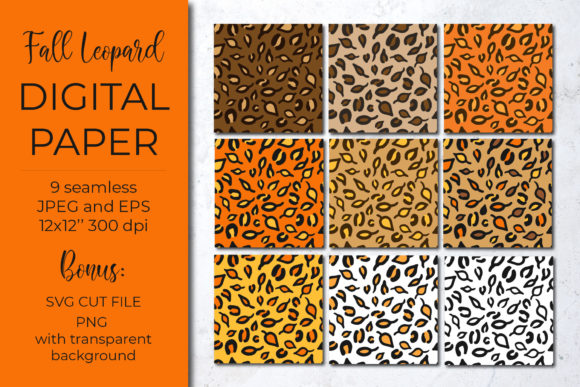 Autumn Leopard Digital Paper Fall Leaves: A Versatile Design Resource for Creative Professionals