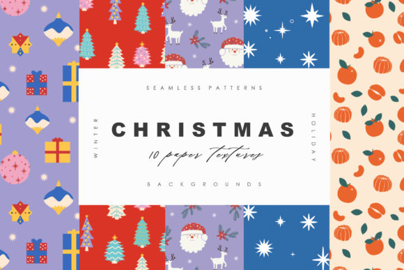 Christmas Seamless Pattern Backgrounds and Celestial Star Designs for Creative Projects