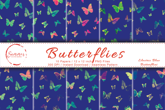 Electric Blue Butterflies: A Stunning Digital Design Collection
