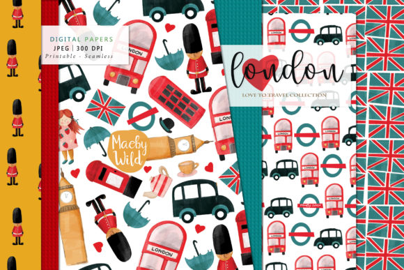 Explore London Through Beautiful Watercolor Patterns and Digital Designs