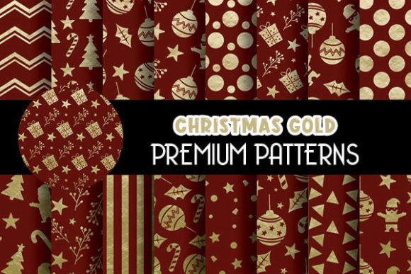 Gold Foil Red Christmas Digital Papers