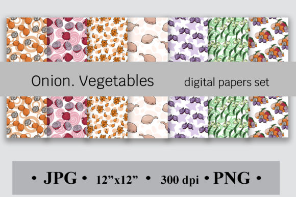 Onion. Vegetables Digital Paper Set: A Creative Resource for Every Project