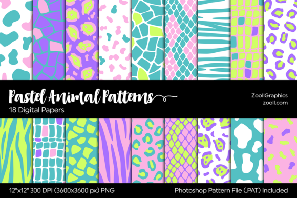 Pastel Animal Digital Papers for Creative Workflows