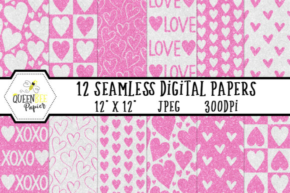 Pink White Glitter Heart Digital Paper: A Creative Resource for Designers and Crafters